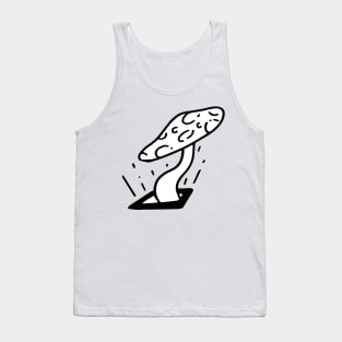 Forest Mushroom Growing From The Ground Doodle Art Tank Top